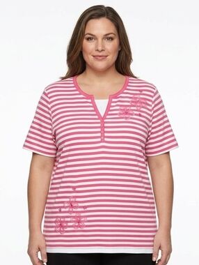 NWT Alfred Dunner Striped Floral Top